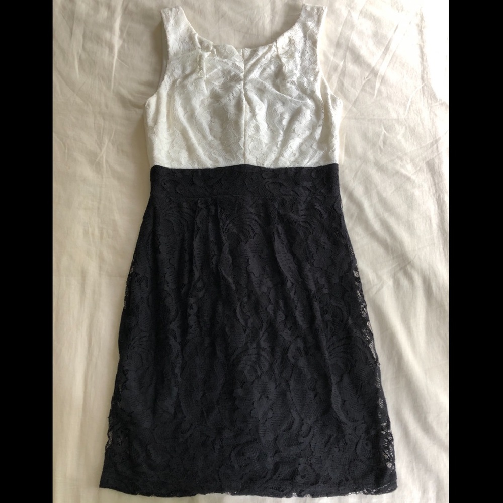 Lace White and Black Dress